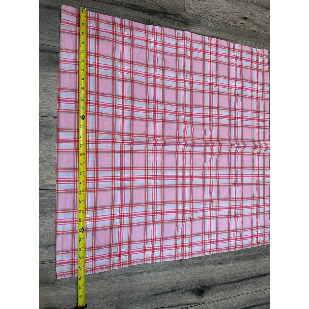 Vintage Ikea Rosali Multiruta Plaid Pink Fabric 28x 28”Cotton Textile Material C